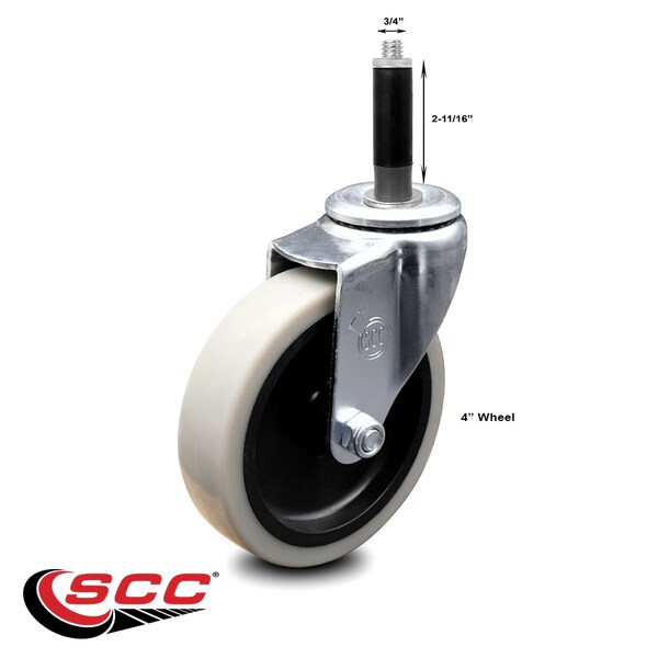 4 Inch Thermoplastic Rubber Wheel 3/4 Inch Expanding Stem Caster SCC